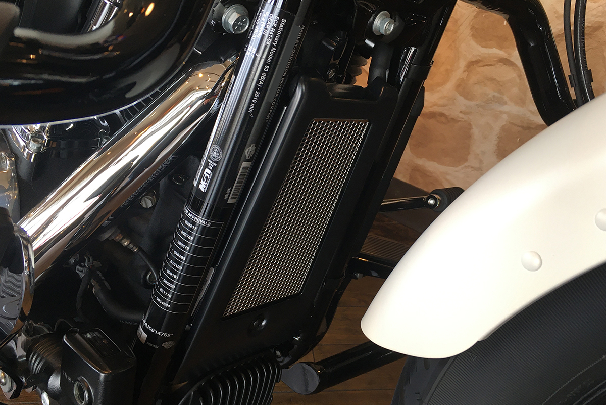 人気沸騰ブラドン 寺田モータース Harley-Davidson ミルウォーキーエイトソフテイル用オイルクーラーコアガード Silver RG-4  日本製 ハ